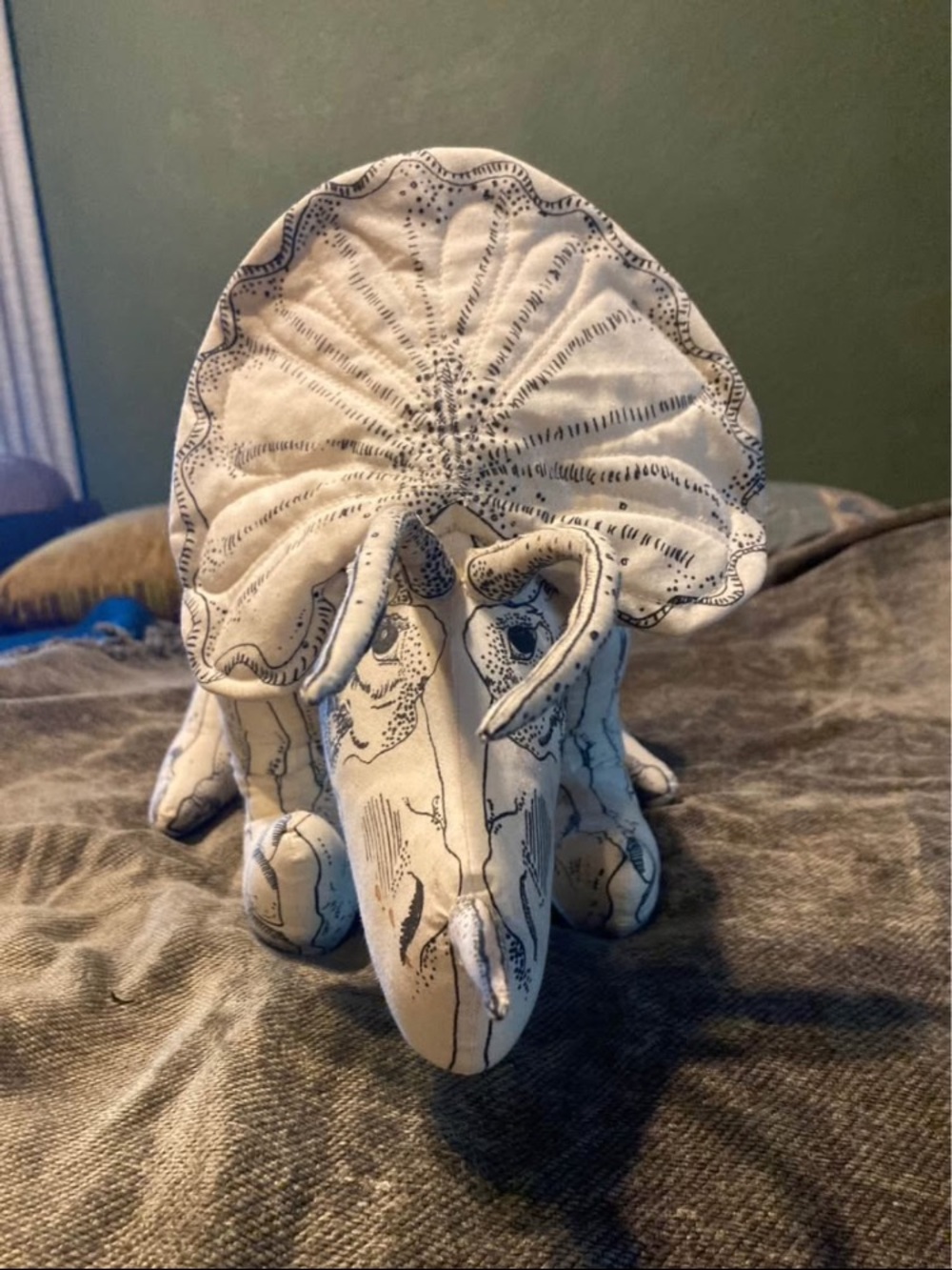 Vintage 1975 Triceratops Plush-Signed By Artist-1 of 1.